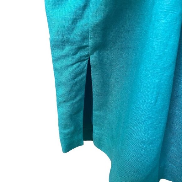 BOB MACKIE Jacket Size Large Turquoise Blue Embroidered Linen Blend Womens - Picture 8 of 12